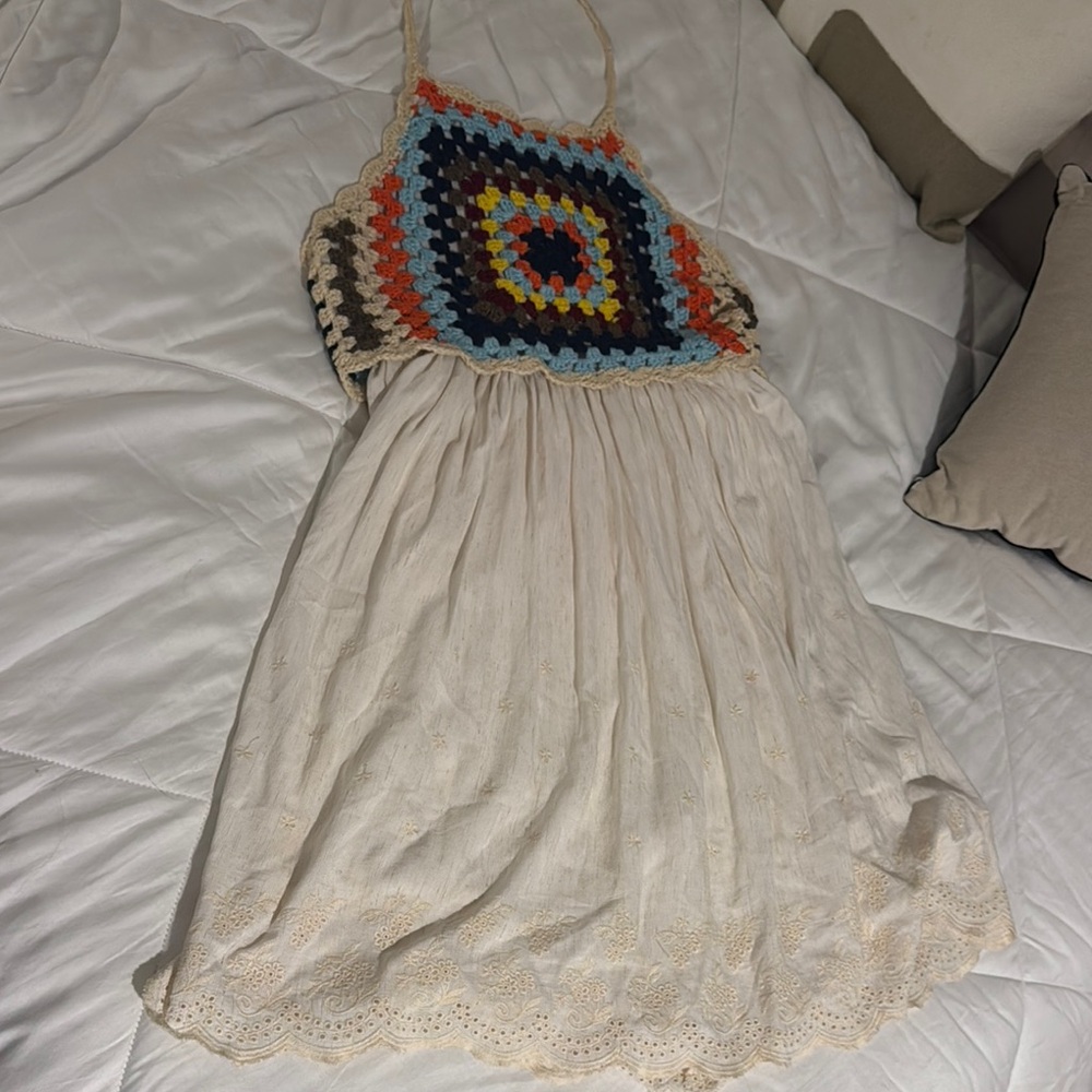 Crochet Top Backless Halter Dress